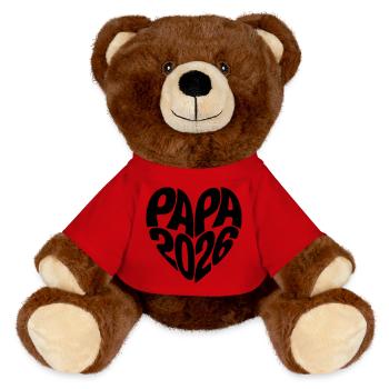 Papa 2026 - MiniFeet® RecycelBär® Braun - Rot - Vorne