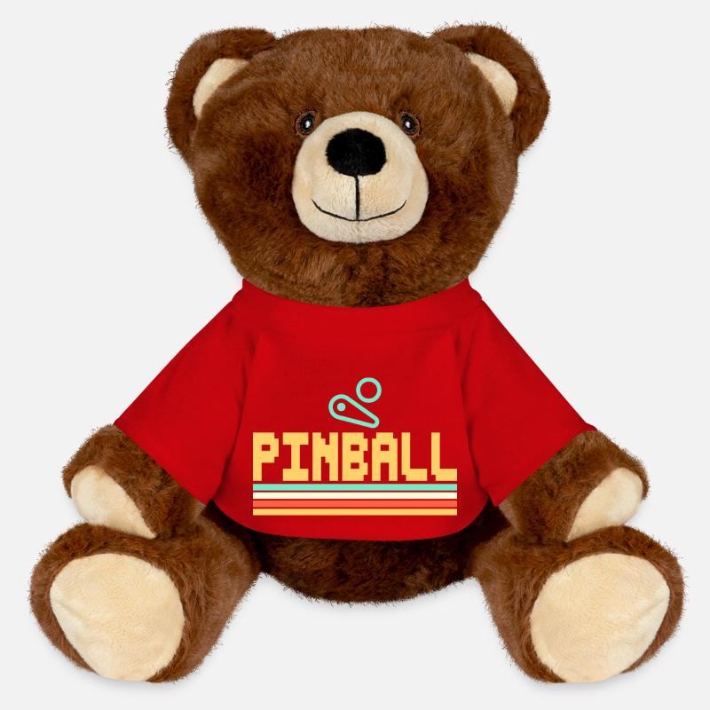 Pinball - Pinball machine Pinball play pixel - MiniFeet® RecycelBär® Teddy Bear Brown - red