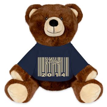 Jahrgang 2014 Barcode 2014: Jahr 2025. - MiniFeet® RecycelBär® Braun - French Navy - Vorne