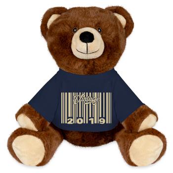vintage 2019 Barcode 2019: Year 2025. - MiniFeet® RecycelBär® Teddy Bear Brown - french navy - Front