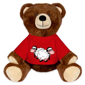 2 mouton lunettes de soleil musique fête DJ équipe amis - Nounours RecycelBär® marron - rouge - Devant