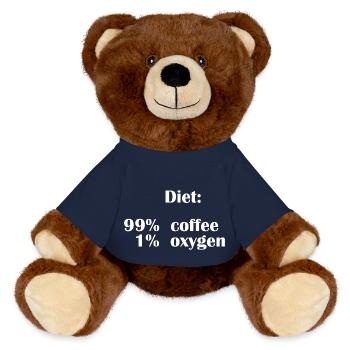 Diet Is 99% Coffee But Only 1% Oxygen - MiniFeet® RecycelBär® Teddy Bear Brown - french navy - Front