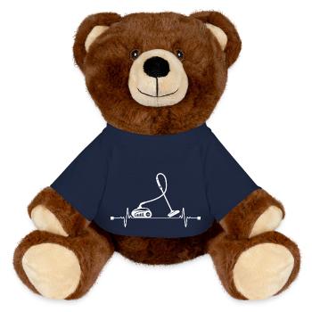 Reinigung Haushalt Herzschlag Geschenk - MiniFeet® RecycelBär® Braun - French Navy - Vorne
