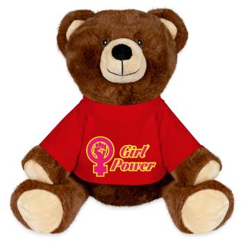 Girl Power - MiniFeet® RecycelBär® Braun - Rot - Vorne