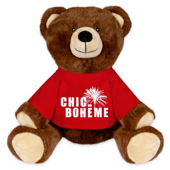 Chic Bohème Bohemian Beatnik shabby used look Palm - MiniFeet® RecycelBär® Teddy Bear Brown - red - Front