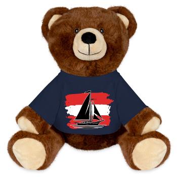 Voilier drapeau autrichien - Nounours RecycelBär® marron - bleu marine - Devant