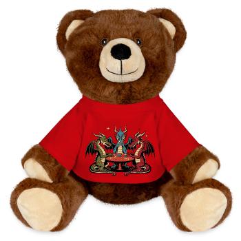 Dragons playing cards - MiniFeet® RecycelBär® Teddy Bear Brown - red - Front