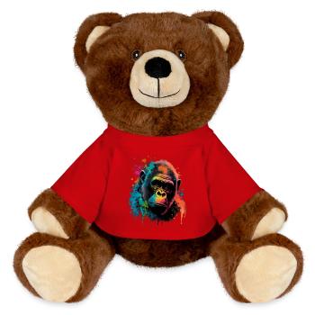 Gorille coloré Splash Art Expression - Nounours RecycelBär® marron - rouge - Devant