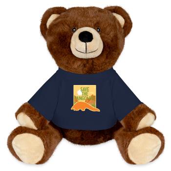 Rettet die Schuppentiere T-Shirt Gefährdete Arten Wortspiel - MiniFeet® RecycelBär® Braun - French Navy - Vorne