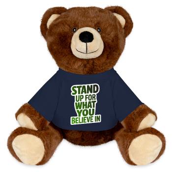 STEH EIN FÜR DAS, WORAN DU GLAUBST - MiniFeet® RecycelBär® Braun - French Navy - Vorne