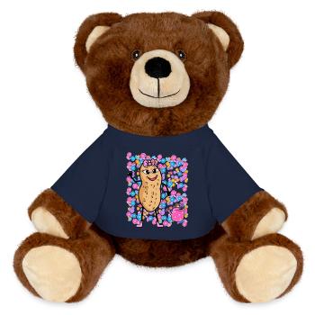 Frühling Sommer Erdnuss Blumen Mädchen Kinder - MiniFeet® RecycelBär® Braun - French Navy - Vorne