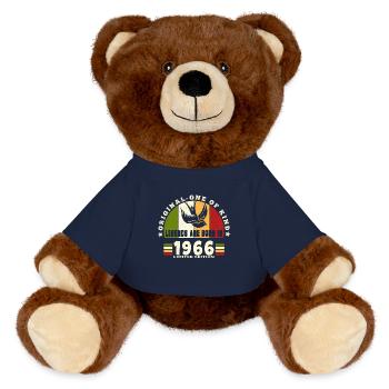 1966 Vintage Birthday Legend Gift - MiniFeet® RecycelBär® Teddy Bear Brown - french navy - Front