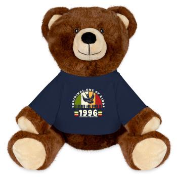 1996 Vintage Geburtstag Legende Geschenk - MiniFeet® RecycelBär® Braun - French Navy - Vorne