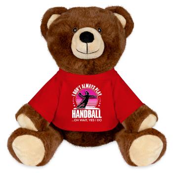 Handball Handball Player Women Handball - MiniFeet® RecycelBär® Teddy Bear Brown - red - Front