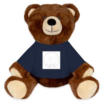 Ausgewildert Logo weiß transparent - MiniFeet® RecycelBär® Braun - French Navy - Vorne