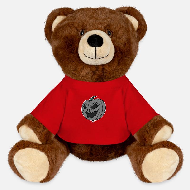Spooky Halloween: The Evil Pumpkin - MiniFeet® RecycelBär® Teddy Bear Brown - red
