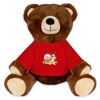 Happy Snail Leaving a Colorful Trail - MiniFeet® RecycelBär® Teddy Bear Brown - red - Front
