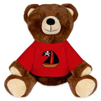 peint bateau pirate enfants motif dessin cool - Nounours RecycelBär® marron - rouge - Devant