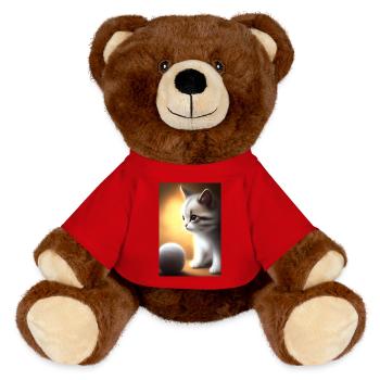 Petit bébé chat mignon - Nounours RecycelBär® marron - rouge - Devant