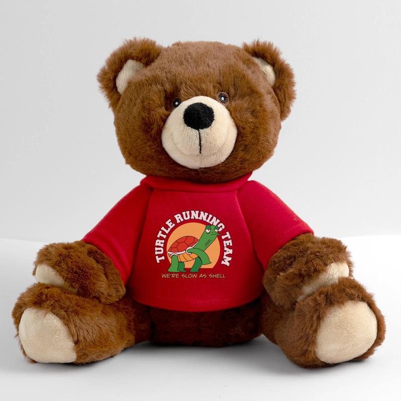 Turtle Running Team We're Slow As Shell Funny MiniFeet® RecycelBär® Teddy Bear Brown