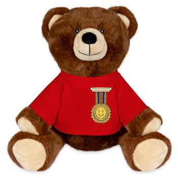 Sourire Ordre / Prix / Anniversaire / Joie - Nounours RecycelBär® marron - rouge - Devant