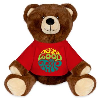 Bon voyage! faire un bon voyage sixties années 60 Typo - Nounours RecycelBär® marron - rouge - Devant