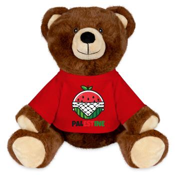 Icon Pastèque avec Keffieh et texte Palestine - Nounours RecycelBär® marron - rouge - Devant