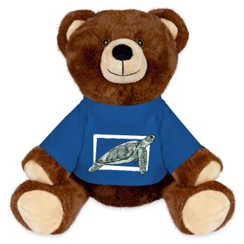 Turtle / Reptile / Sea / Ocean / Animal / Lake - MiniFeet® RecycelBär® Teddy Bear Brown - royal blue - Front
