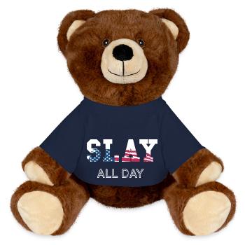 slay all day - independence day America - MiniFeet® RecycelBär® Braun - French Navy - Vorne