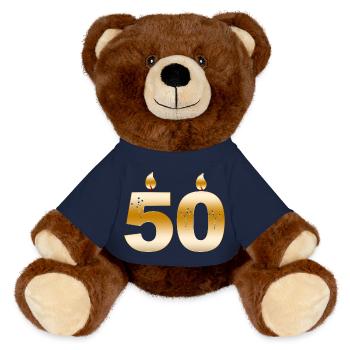 Golden50 Geburtstagskerzen Design - MiniFeet® RecycelBär® Braun - French Navy - Vorne