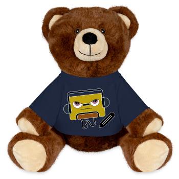 BlocAudio Écriture Sérieuse Cassette Retro - Nounours RecycelBär® marron - bleu marine - Devant
