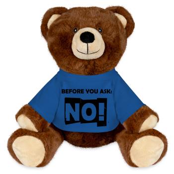 Before you ask: No! - MiniFeet® RecycelBär® Teddy Bear Brown - royal blue - Front