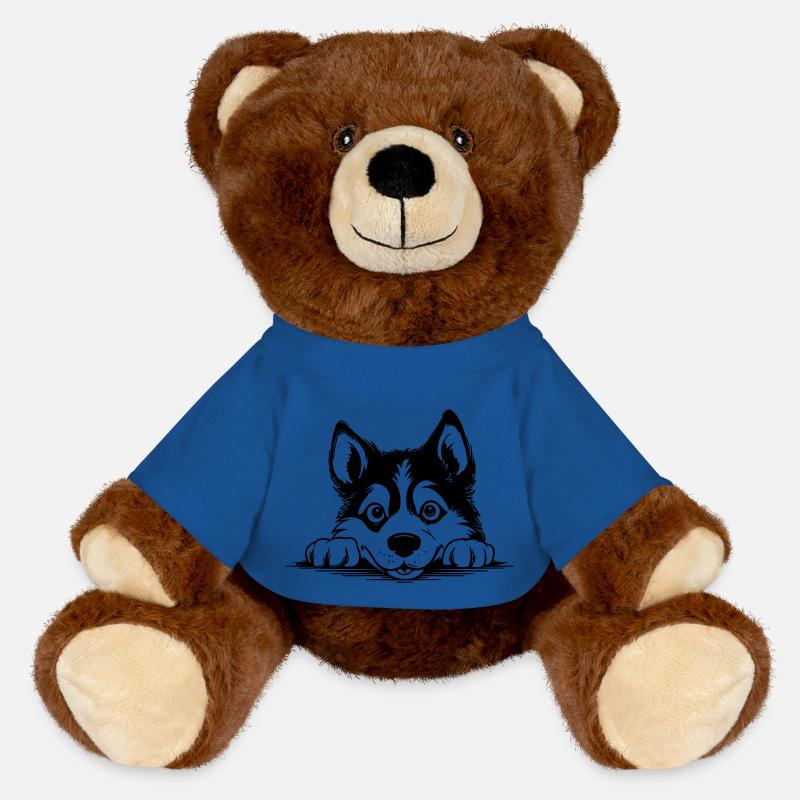 Husky sibérien - Nounours RecycelBär® marron - bleu roi