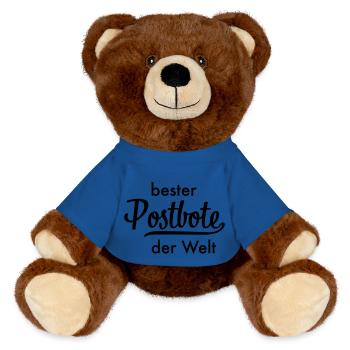 Bester Postbote - MiniFeet® RecycelBär® Braun - Königsblau - Vorne