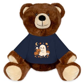 Fantôme d’Halloween avec des citrouilles - Nounours RecycelBär® marron - bleu marine - Devant