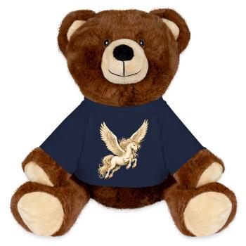 Licorne ailée – Motif fantastique magique - Nounours RecycelBär® marron - bleu marine - Devant