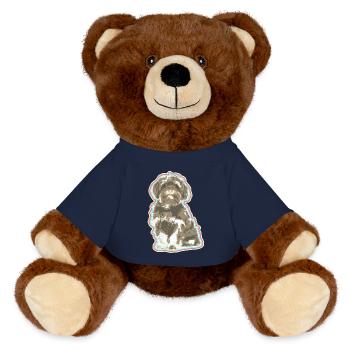 Yorkshire Lover – Cute Pup Art - MiniFeet® RecycelBär® Teddy Bear Brown - french navy - Front