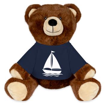 sailing ship - MiniFeet® RecycelBär® Teddy Bear Brown - french navy - Front