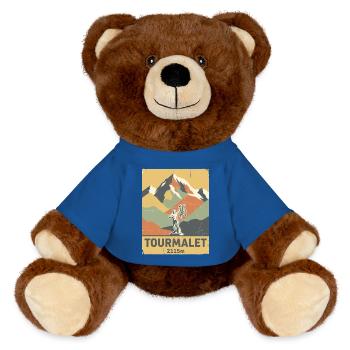 Alpinisme cycliste du Col du Tourmalet Pyrénées Art - Nounours RecycelBär® marron - bleu roi - Devant