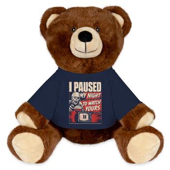 Horror Personality Trait Design - MiniFeet® RecycelBär® Teddy Bear Brown - french navy - Front