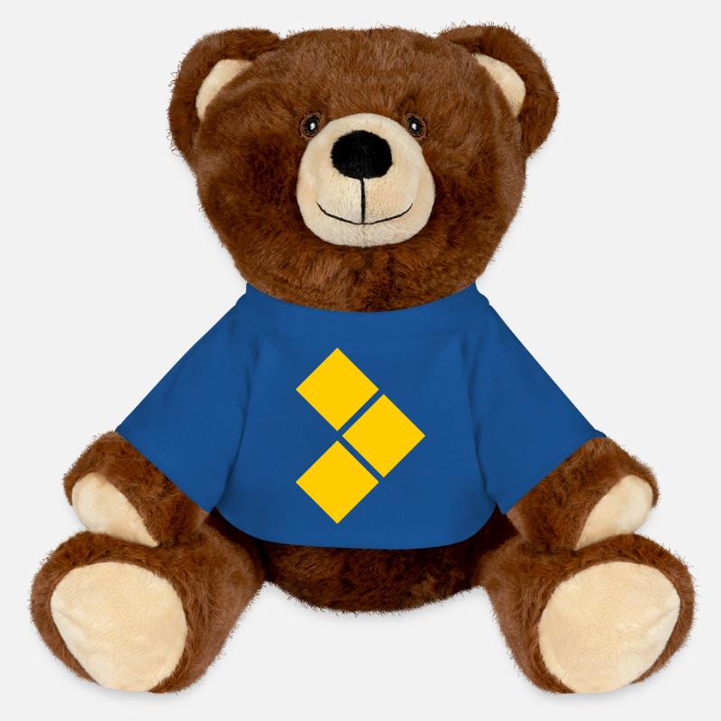 Geometric Yellow Diamond Grid - MiniFeet® RecycelBär® Teddy Bear Brown - royal blue