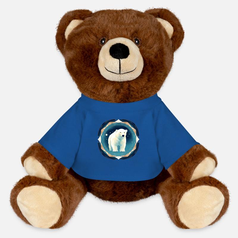 Ours polaire avec des éléments d’hiver, ours d’amour - Nounours RecycelBär® marron - bleu roi