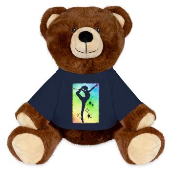 Twirler raindow background - MiniFeet® RecycelBär® Teddy Bear Brown - french navy - Front