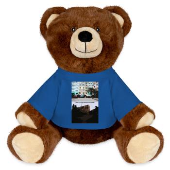 Dniprovs'kyi, Kyiv, Ukraine - Ukraine Architecture - MiniFeet® RecycelBär® Teddy Bear Brown - royal blue - Front