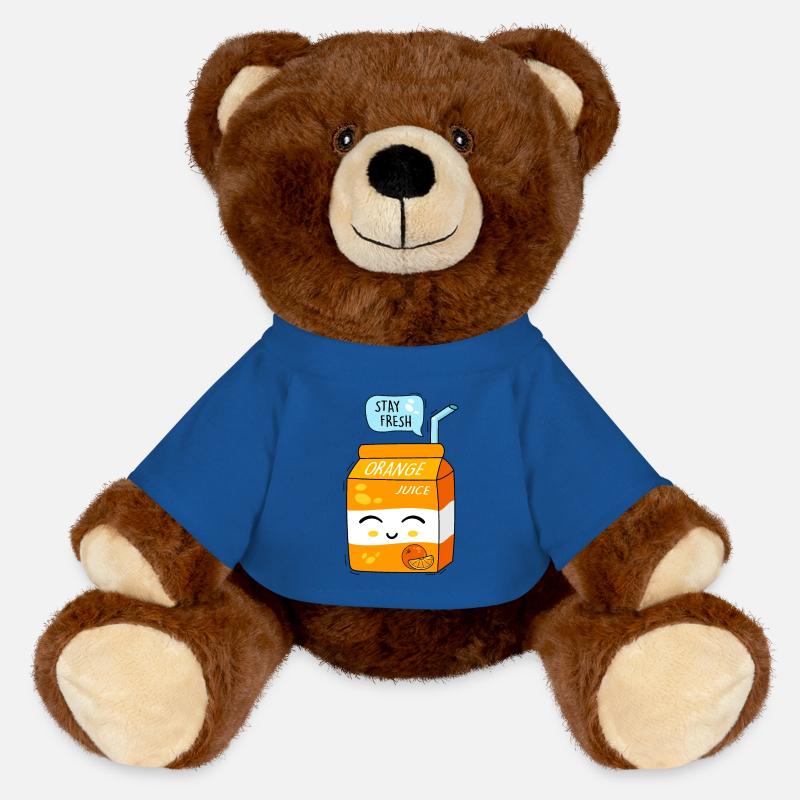 Juice and happiness - MiniFeet® RecycelBär® Teddy Bear Brown - royal blue