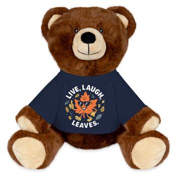 Leben Lachen Blätter Glücklich Herbst Ernte Herbst - MiniFeet® RecycelBär® Braun - French Navy - Vorne