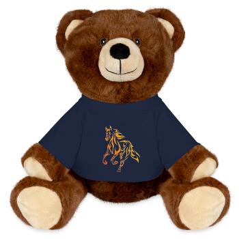 Flammenpferd Linienkunst - MiniFeet® RecycelBär® Braun - French Navy - Vorne