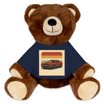 Roter Muscle Car Retro Design - MiniFeet® RecycelBär® Braun - French Navy - Vorne