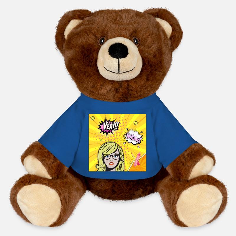 Pop art wow - MiniFeet® RecycelBär® Teddy Bear Brown - royal blue