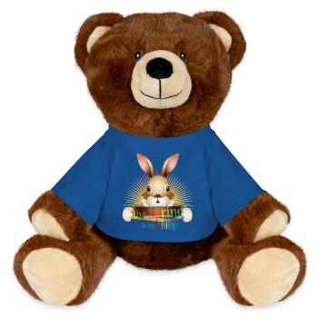 Lapin Radiant – Le Printemps, c’est mon truc - Nounours RecycelBär® marron - bleu roi - Devant